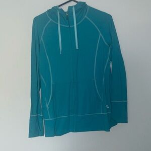 Danskin Now Blue Active Thumb Hole Aqua Lightweight Top Size Large